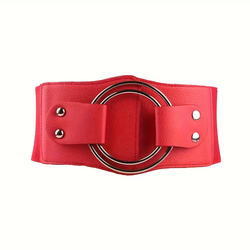 Red Elastic Wide Corset Belt