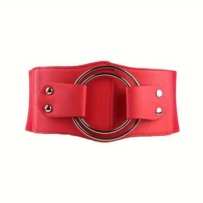 Red Elastic Wide Corset Belt