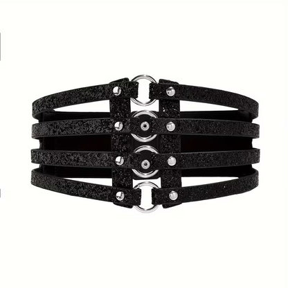 Black Hollow Out Metallic Elastic Corset Belt