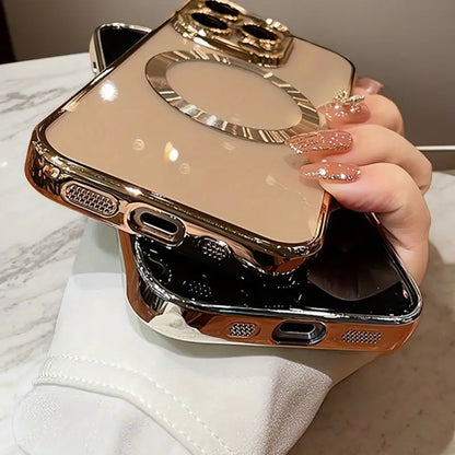 A Luxurious Golden Metal-Plated Phone case Suitable for lPhone 16