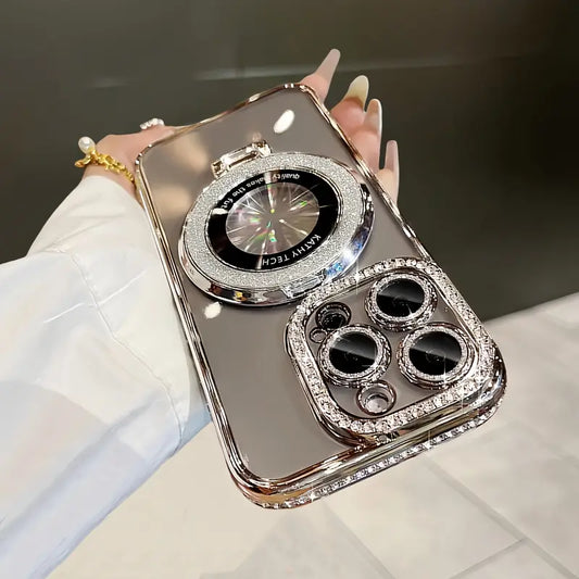 Silver Shiny Electroplated Luxury Phone Case Compatible with lPhone 16.