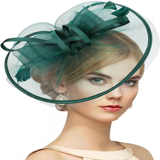 Elegant Bow Derby Hat with Mesh