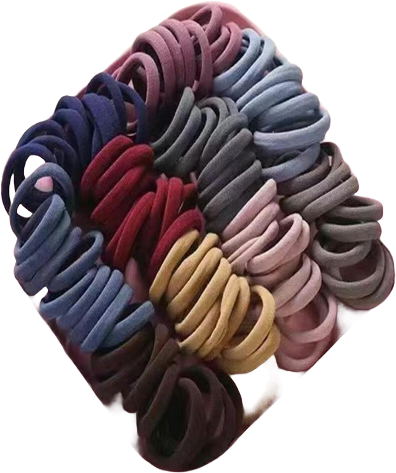 Set of 100 Fashion Hair Ties in different colors