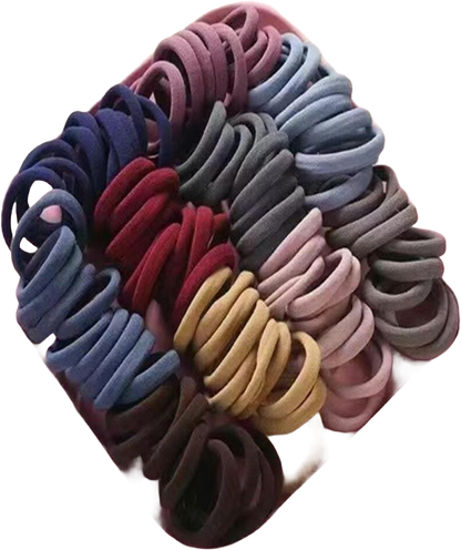Set of 100 Fashion Hair Ties in different colors