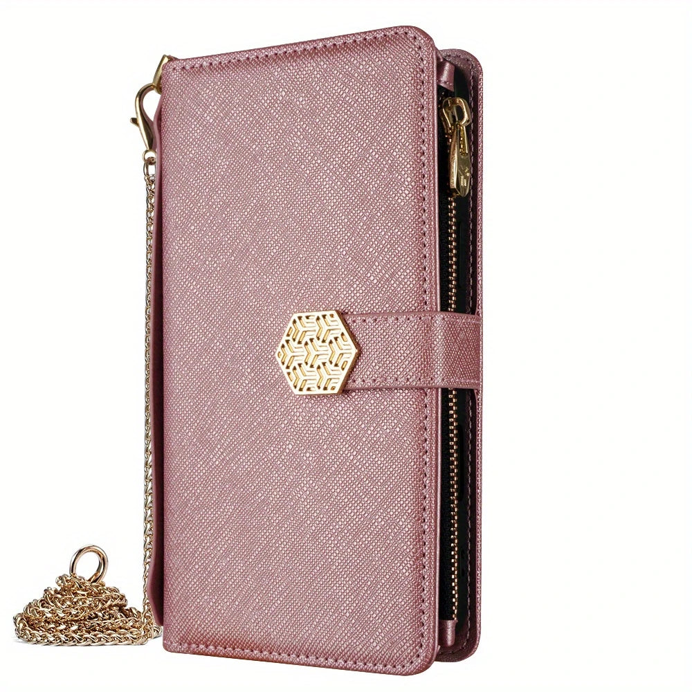 lPhone 16 Hardware Chain with Zipper, Wallet, Multi Slot Phone Case
